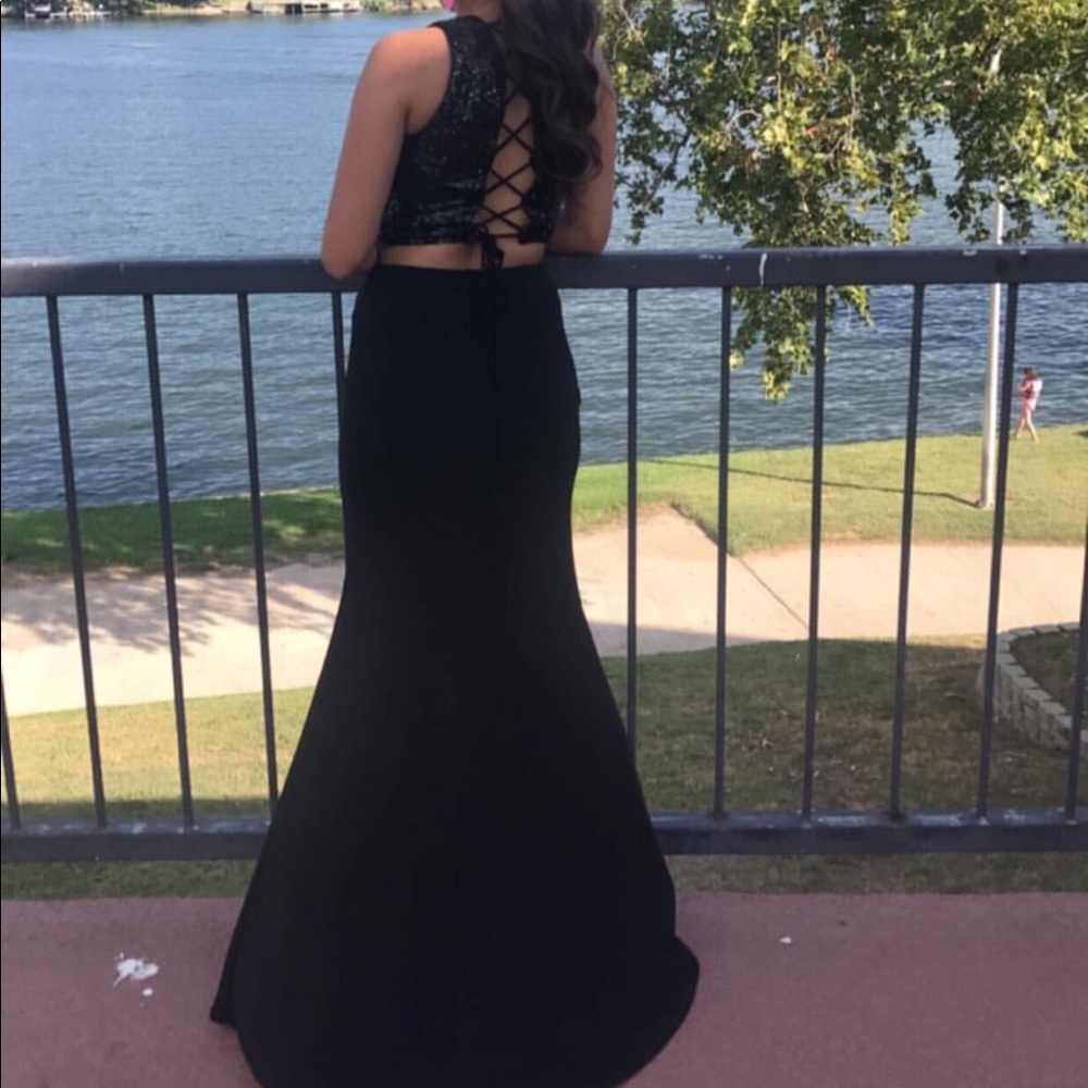 black sequin dress